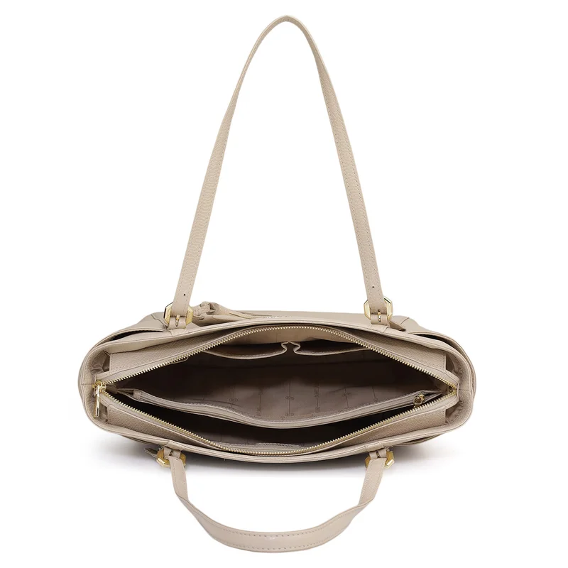 Da Milano Dove Medium Wax Leather Shoulder Bag - Dove for Women | Best Price UAE